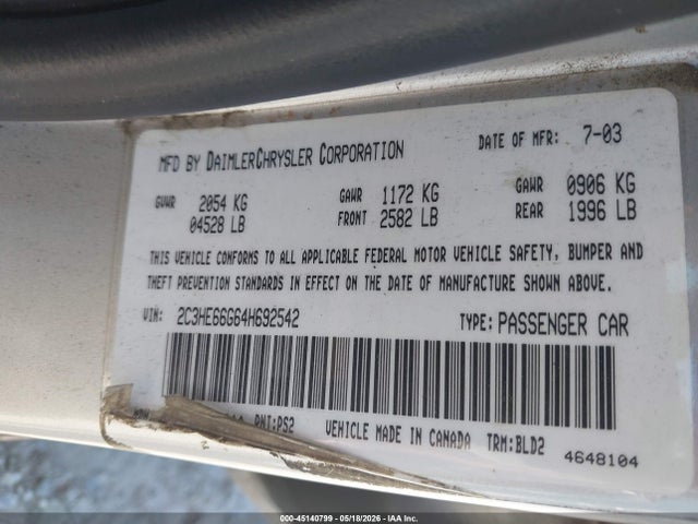 2004 Chrysler 300m მანქანა იყიდება აუქციონზე, vin: 2C3HE66G64H692542, აუქციონის ნომერი: 45140799