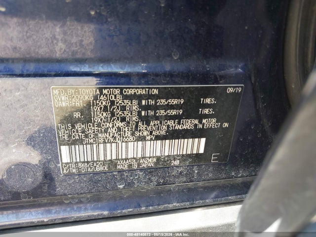 Aukcja sprzedaży 2019 Toyota Rav4 Xle Premium, vin: JTMC1RFV7KJ016680, numer aukcji: 45140872