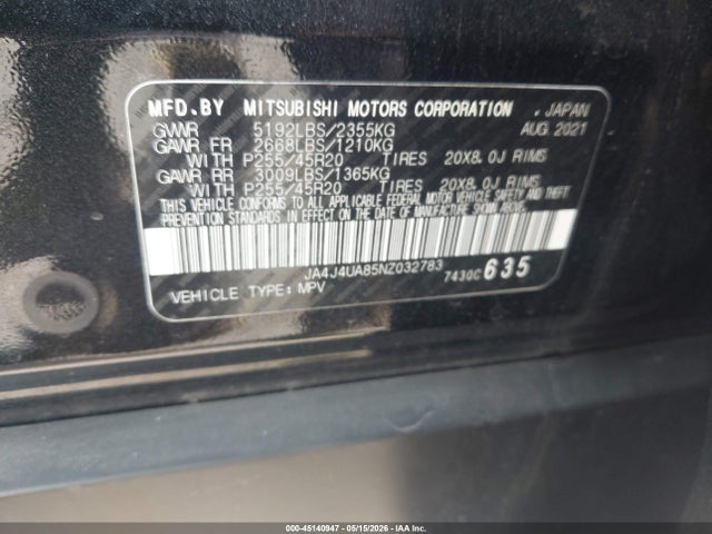 Aukcja sprzedaży 2022 Mitsubishi Outlander Se 2.5 S-awc, vin: JA4J4UA85NZ032783, numer aukcji: 45140947