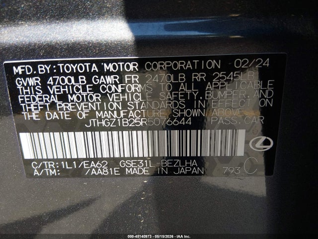 Продаж на аукціоні авто 2024 Lexus Is 350 F Sport, vin: JTHGZ1B25R5076644, номер лоту: 45140973