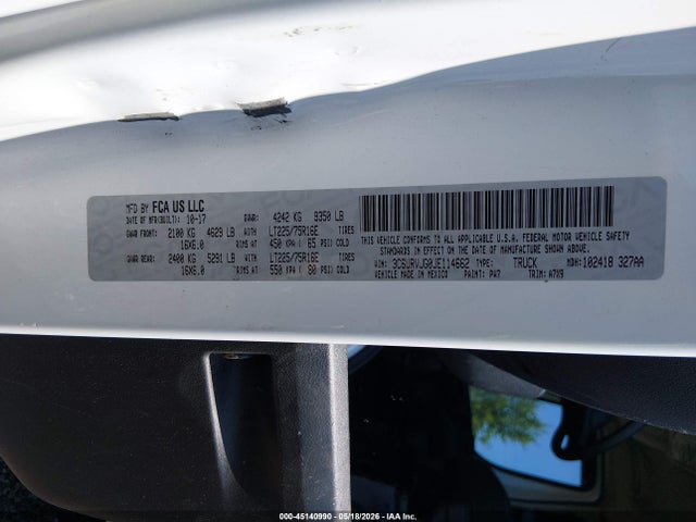 Aukcja sprzedaży 2018 Ram Promaster 3500 Cargo Van High Roof 159 Wb Ext, vin: 3C6URVJG0JE114662, numer aukcji: 45140990