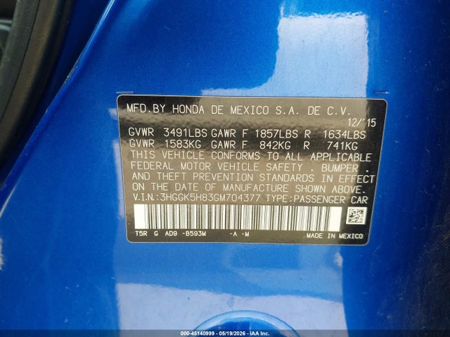3HGGK5H83GM704377 Honda Fit Ex-l