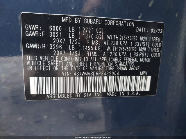 Subaru Ascent Limited 7-passenger 2023 4S4WMASD6P3432004 Image 9