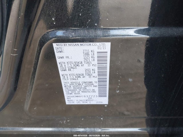 5N1AR2MM4FC637723 Nissan Pathfinder Platinum/s/sl/sv