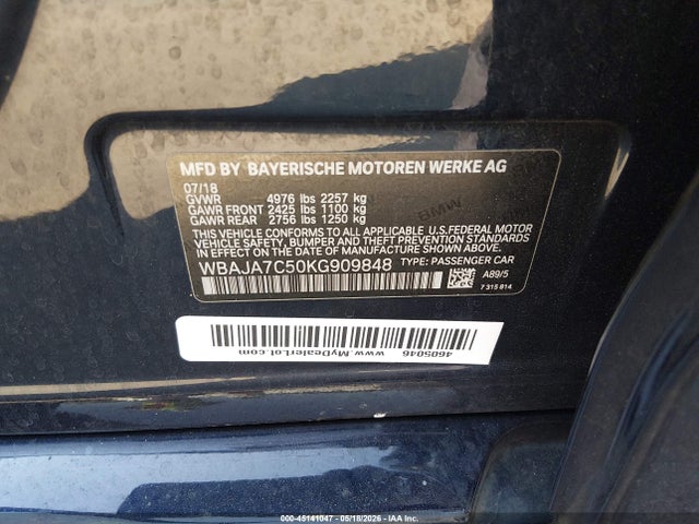 Продаж на аукціоні авто 2019 Bmw 530i Xdrive, vin: WBAJA7C50KG909848, номер лоту: 45141047