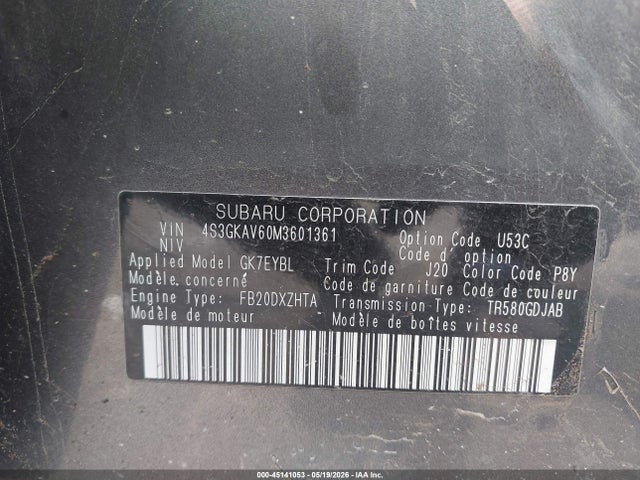 Продажа на аукционе авто 2021 Subaru Impreza Premium, vin: 4S3GKAV60M3601361, номер лота: 45141053