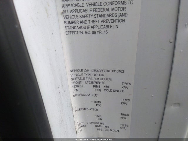 Aukcja sprzedaży 2016 Chevrolet Express Cutaway 3500, vin: 1GB3GSCG8G1316462, numer aukcji: 45141061