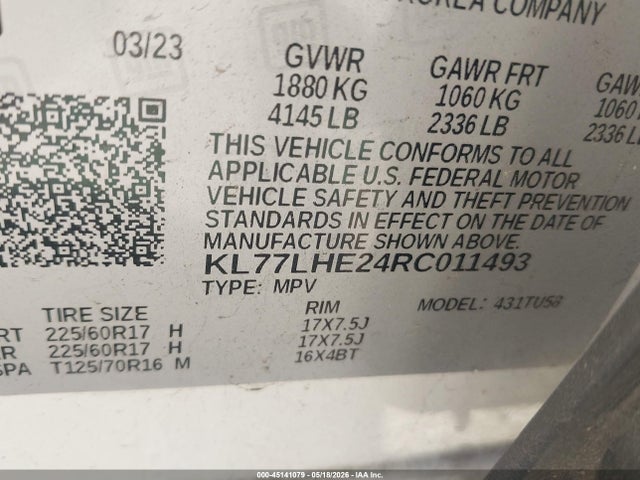 KL77LHE24RC011493 Chevrolet Trax Fwd Lt