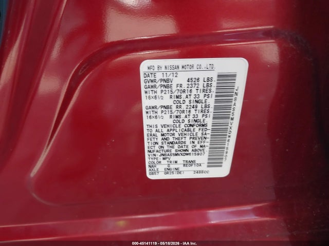 Aukcja sprzedaży 2013 Nissan Rogue S, vin: JN8AS5MVXDW615907, numer aukcji: 45141119