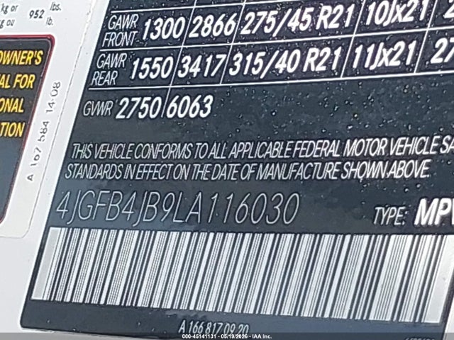 2020 Mercedes-benz Gle 350 მანქანა იყიდება აუქციონზე, vin: 4JGFB4JB9LA116030, აუქციონის ნომერი: 45141131
