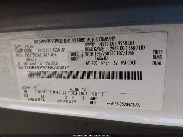 Aukcja sprzedaży 2017 Ford Transit-350 Cutaway, vin: 1FDBF6PM1HKA52977, numer aukcji: 45141165