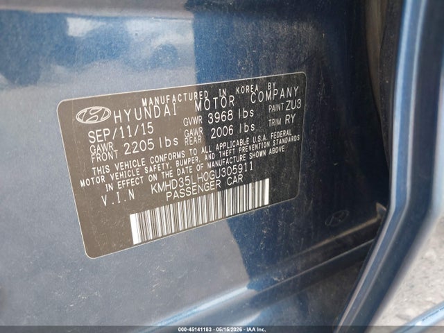 Aukcja sprzedaży 2016 Hyundai Elantra Gt, vin: KMHD35LH0GU305911, numer aukcji: 45141183
