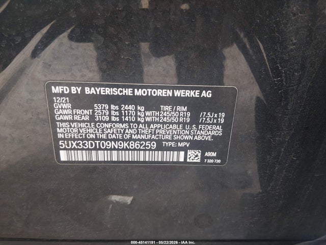 Продажа на аукционе авто 2022 Bmw X4 Xdrive30i, vin: 5UX33DT09N9K86259, номер лота: 45141191