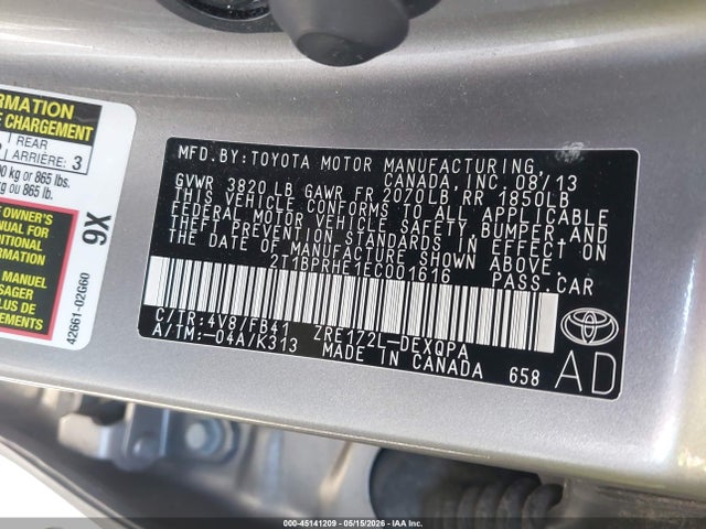Продажа на аукционе авто 2014 Toyota Corolla Le Eco, vin: 2T1BPRHE1EC001616, номер лота: 45141209