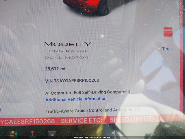 7SAYGAEE8RF150268 Tesla Model Y Long Range Dual Motor All-wheel Drive