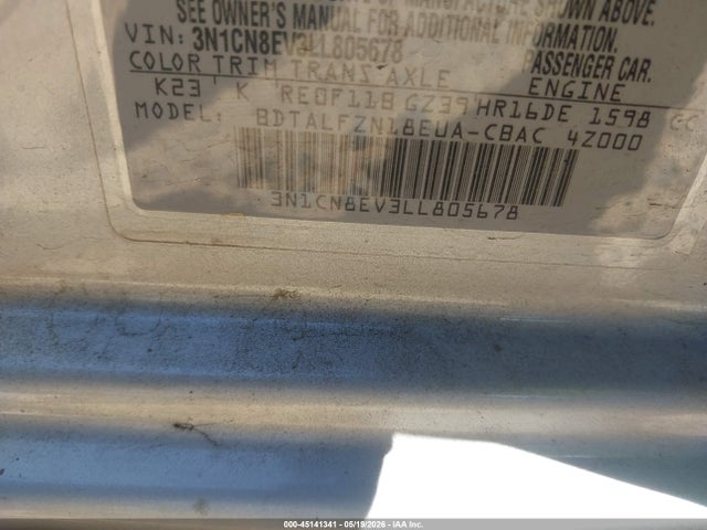Продажа на аукционе авто 2020 Nissan Versa Sv Xtronic Cvt, vin: 3N1CN8EV3LL805678, номер лота: 45141341