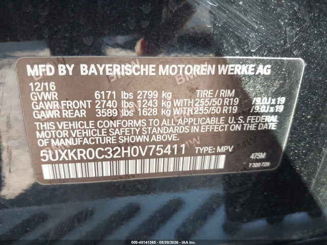 Продажа на аукционе авто 2017 Bmw X5 Xdrive35i, vin: 5UXKR0C32H0V75411, номер лота: 45141365