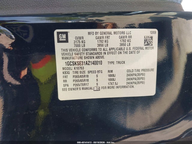 Продаж на аукціоні авто 2010 Chevrolet Silverado 1500 Lt, vin: 1GCSKSE31AZ140010, номер лоту: 45141413