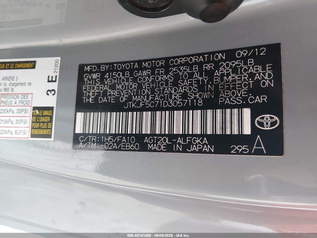 Продаж на аукціоні авто 2013 Scion Tc, vin: JTKJF5C71D3057118, номер лоту: 45141450