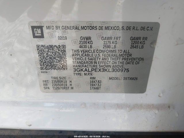 45141620 :رقم المزاد ، 3GKALPEX3KL300975 vin ، 2019 Gmc Terrain Slt مزاد بيع