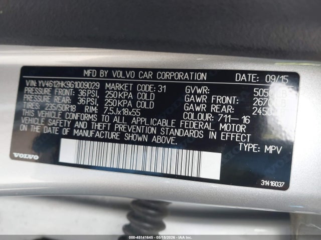 YV4612HK9G1009029 Volvo V60 Cross Country T5