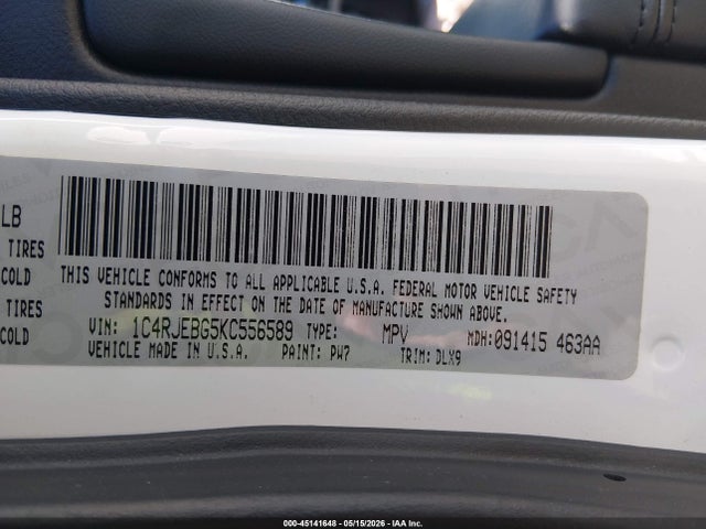 Aukcja sprzedaży 2019 Jeep Grand Cherokee Limited 4x2, vin: 1C4RJEBG5KC556589, numer aukcji: 45141648