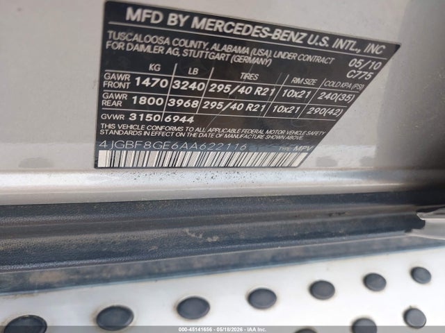 2010 Mercedes-benz Gl 550 4matic მანქანა იყიდება აუქციონზე, vin: 4JGBF8GE6AA622116, აუქციონის ნომერი: 45141656