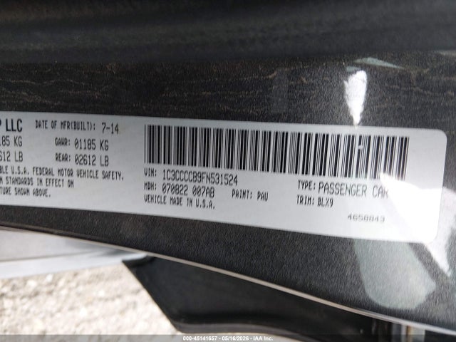 Aukcja sprzedaży 2015 Chrysler 200 C, vin: 1C3CCCCB9FN531524, numer aukcji: 45141657