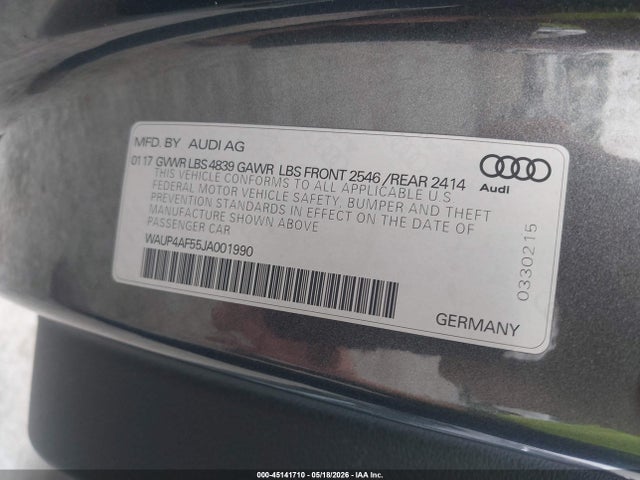 Продажа на аукционе авто 2018 Audi S5 3.0t Premium Plus, vin: WAUP4AF55JA001990, номер лота: 45141710
