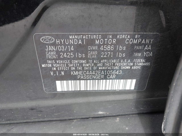 Hyundai Sonata Hybrid Limited 2014 KMHEC4A42EA105643 Image 9
