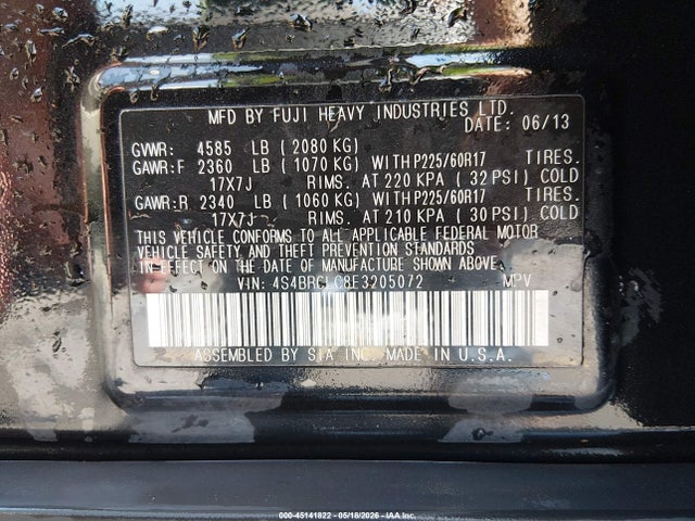 Aukcja sprzedaży 2014 Subaru Outback 2.5i Limited, vin: 4S4BRCLC8E3205072, numer aukcji: 45141822