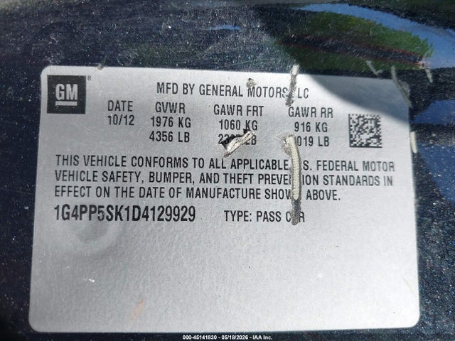 Aukcja sprzedaży 2013 Buick Verano, vin: 1G4PP5SK1D4129929, numer aukcji: 45141830