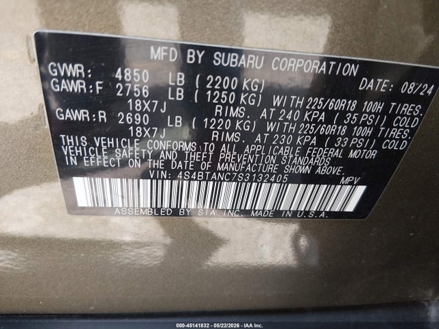 Subaru Outback Limited 2025 4S4BTANC7S3132405 Image 9