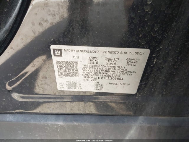 3GKALTEV7LL203884 GMC Terrain Awd Sle