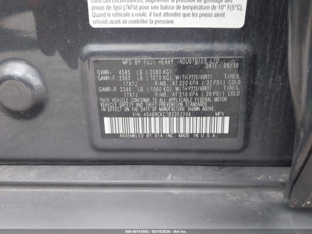 Aukcja sprzedaży 2011 Subaru Outback 2.5i Limited, vin: 4S4BRCKC7B3352206, numer aukcji: 45141863