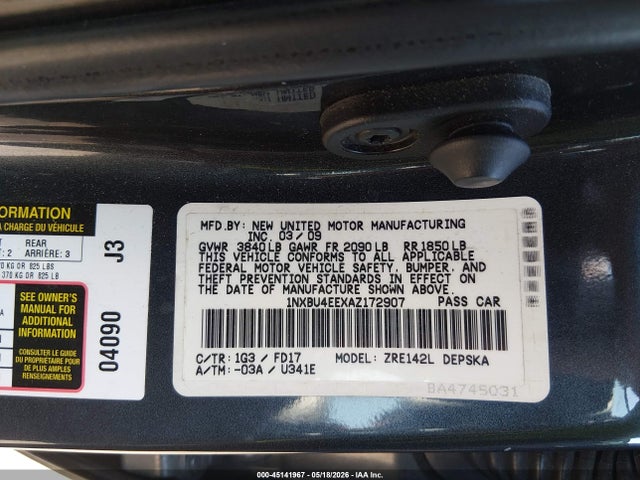 Продаж на аукціоні авто 2010 Toyota Corolla S, vin: 1NXBU4EEXAZ172907, номер лоту: 45141967