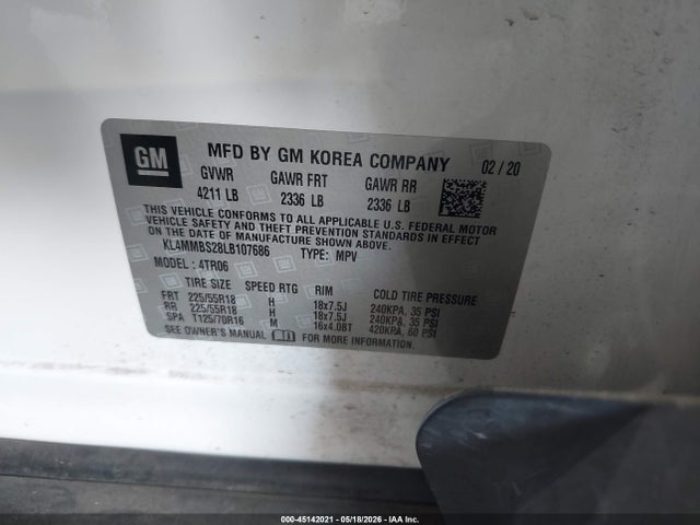 Aukcja sprzedaży 2020 Buick Encore Gx Fwd Preferred, vin: KL4MMBS28LB107686, numer aukcji: 45142021