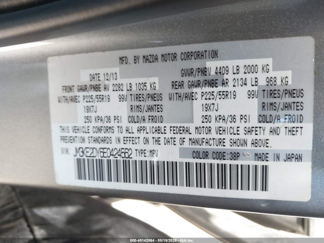 45142064 :رقم المزاد ، JM3KE2DY6E0424562 vin ، 2014 Mazda Cx-5 Grand Touring مزاد بيع