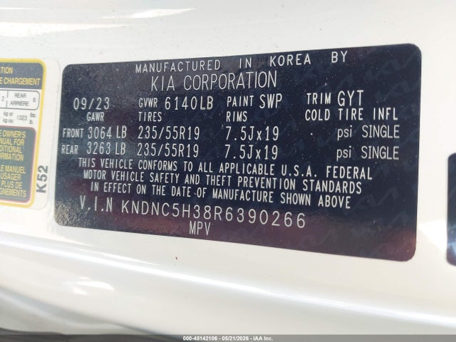Aukcja sprzedaży 2024 Kia Carnival Mpv Ex, vin: KNDNC5H38R6390266, numer aukcji: 45142106