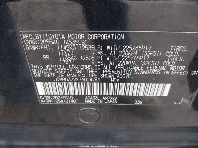 Aukcja sprzedaży 2007 Toyota Rav4, vin: JTMBD33VX76024769, numer aukcji: 45142114