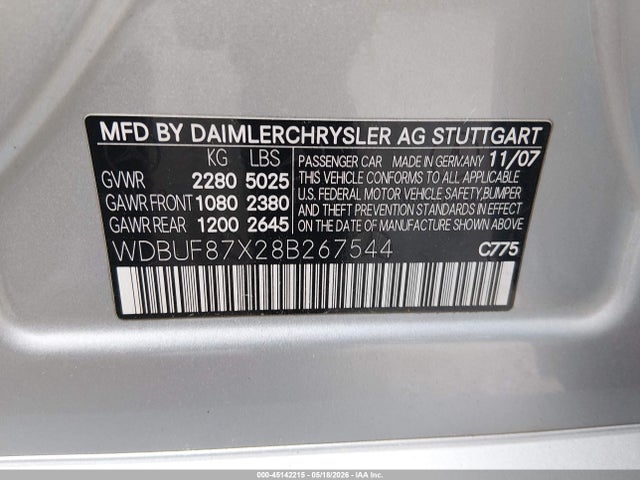 Aukcja sprzedaży 2008 Mercedes-benz E 350 4matic, vin: WDBUF87X28B267544, numer aukcji: 45142215