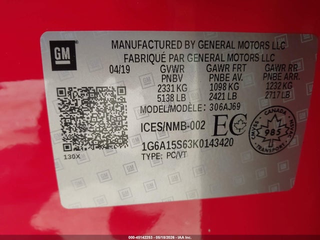 Cadillac CTS-V 2019 1G6A15S63K0143420 Image 9