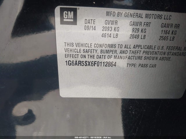 Aukcja sprzedaży 2015 Cadillac Cts Luxury, vin: 1G6AR5SX6F0112864, numer aukcji: 45142271