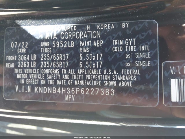 Продаж на аукціоні авто 2023 Kia Carnival Mpv Lx Seat Package, vin: KNDNB4H36P6227383, номер лоту: 45142341