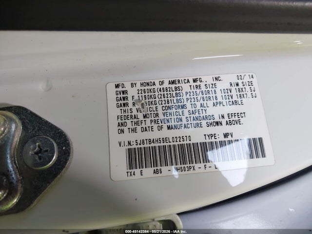Aukcja sprzedaży 2014 Acura Rdx, vin: 5J8TB4H59EL022570, numer aukcji: 45142384