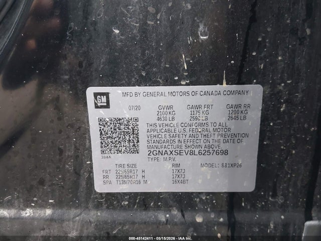 Продажа на аукционе авто 2020 Chevrolet Equinox Awd Ls, vin: 2GNAXSEV8L6257698, номер лота: 45142411