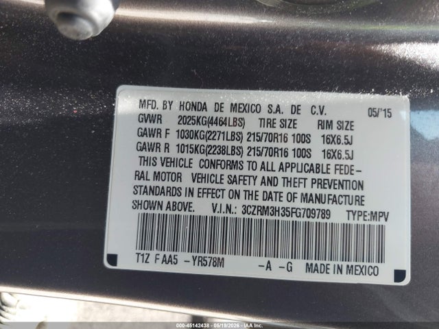 Honda CR-V LX 2015 3CZRM3H35FG709789 Image 9