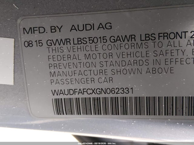 Aukcja sprzedaży 2016 Audi A6 2.0t Premium Plus, vin: WAUDFAFCXGN062331, numer aukcji: 45142446