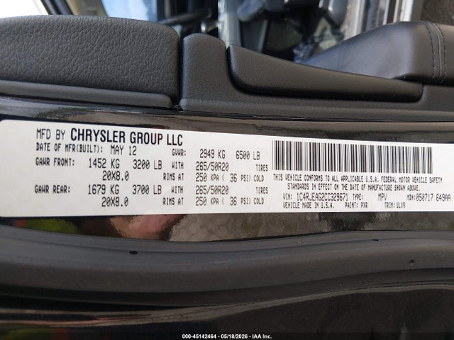 2012 Jeep Grand Cherokee Laredo მანქანა იყიდება აუქციონზე, vin: 1C4RJEAG2CC329671, აუქციონის ნომერი: 45142464