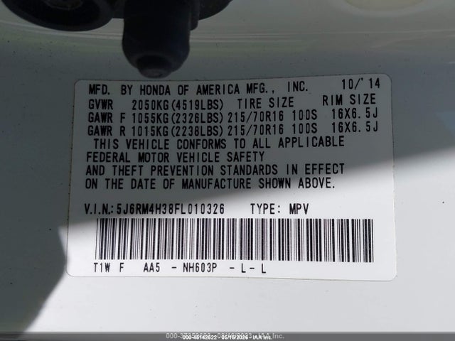 5J6RM4H38FL010326 Honda CR-V LX